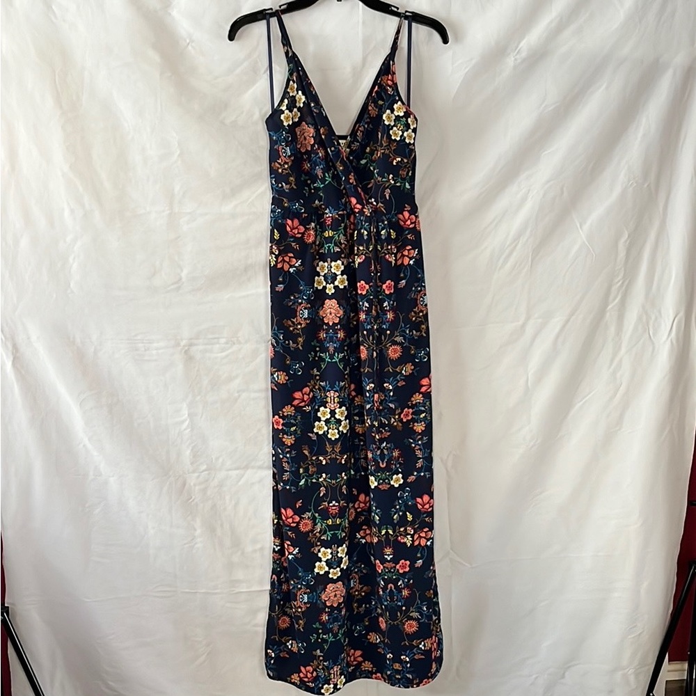 Blue Floral Spaghetti Strap Dress Medium